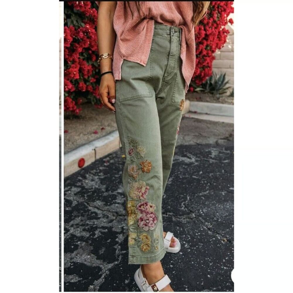 Driftwood Boyfriend Embroidered Trouser Sz Small